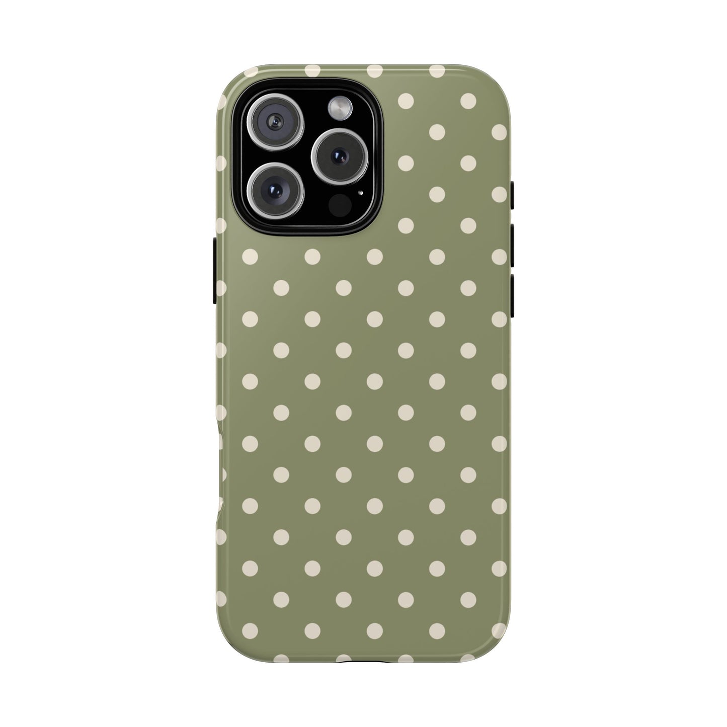 iPhone 16 Pro Max / Glossy Phone Case - ’Green & White Dot Pattern’ Phone Case