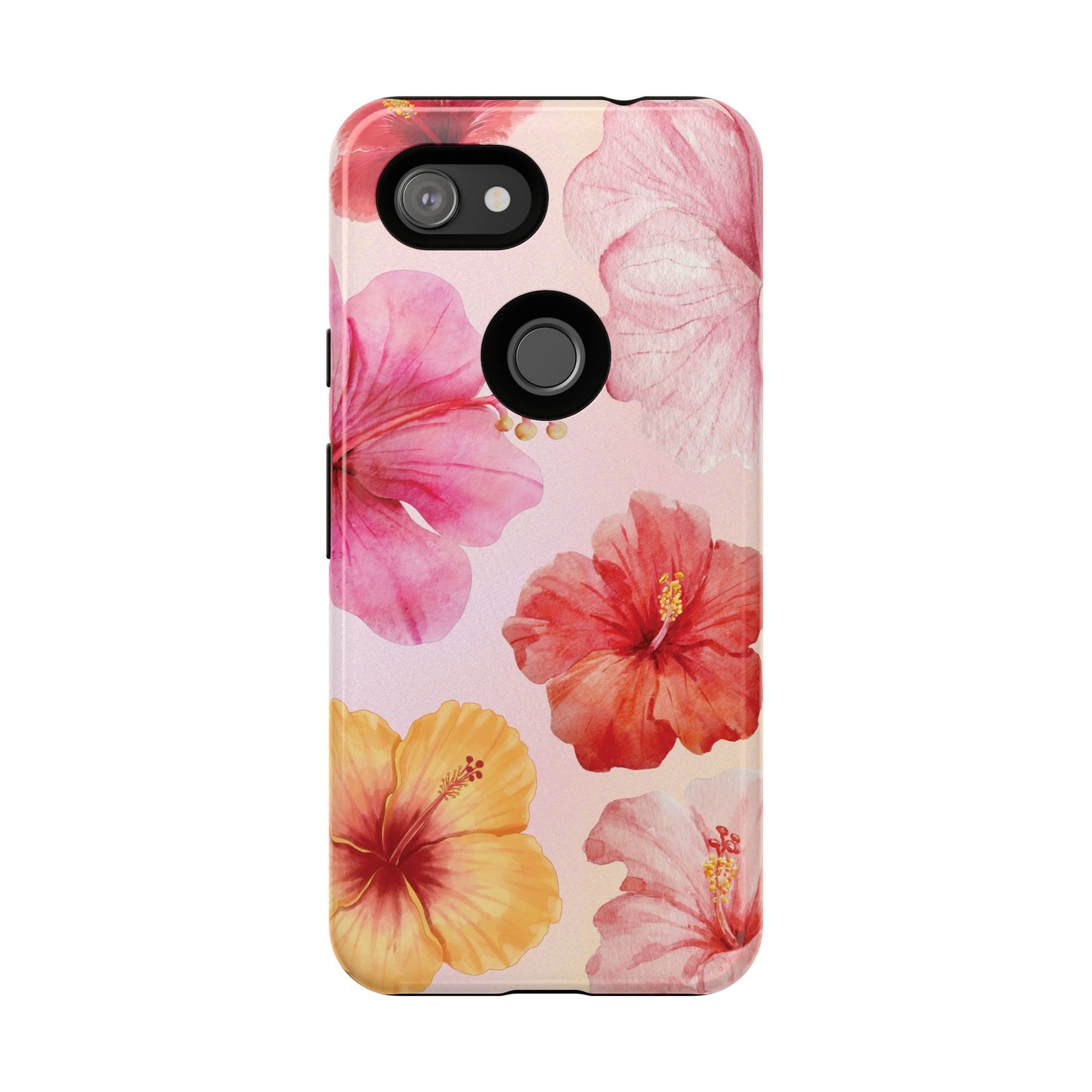 Google Pixel 3a / Glossy Phone Case - ’Pink Hibiscus Pattern #1’ Phone Case