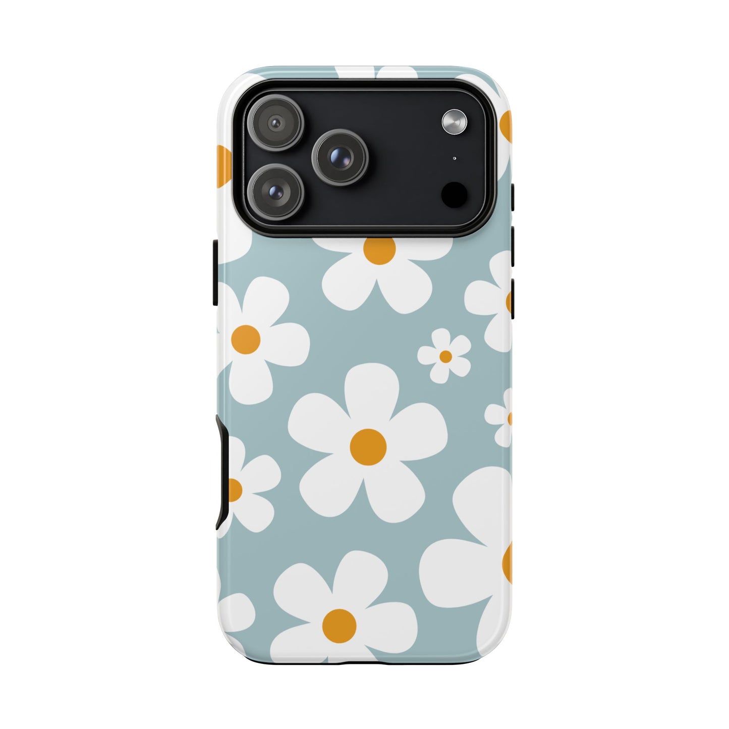 iPhone 17 Pro Max / Glossy Phone Case - ’Blue Daisy Pattern’ Phone Case