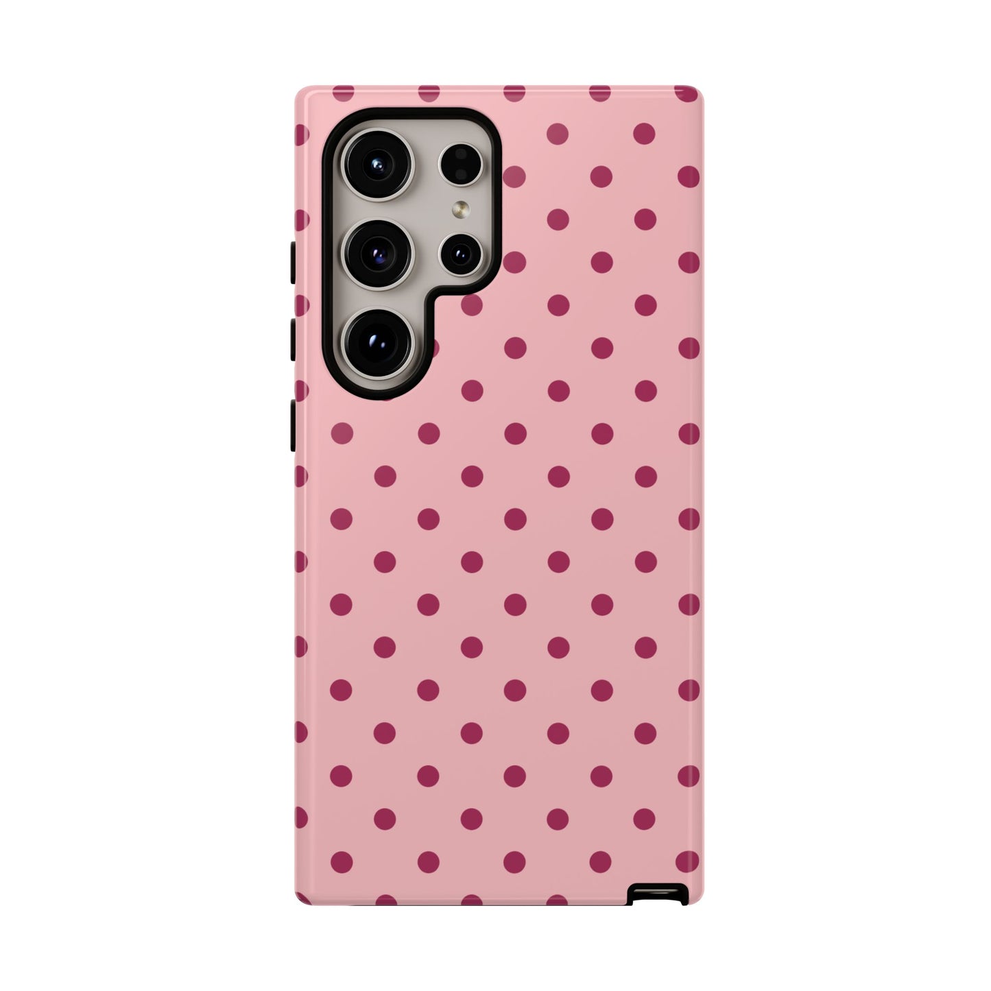 Samsung Galaxy S24 Ultra / Glossy Phone Case - ’Pink with Red Dot Pattern’ Phone Case