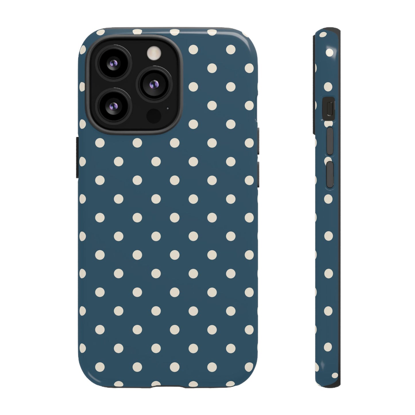 iPhone 13 Pro / Glossy Phone Case - ’Blue & White Dot Pattern’ Phone Case