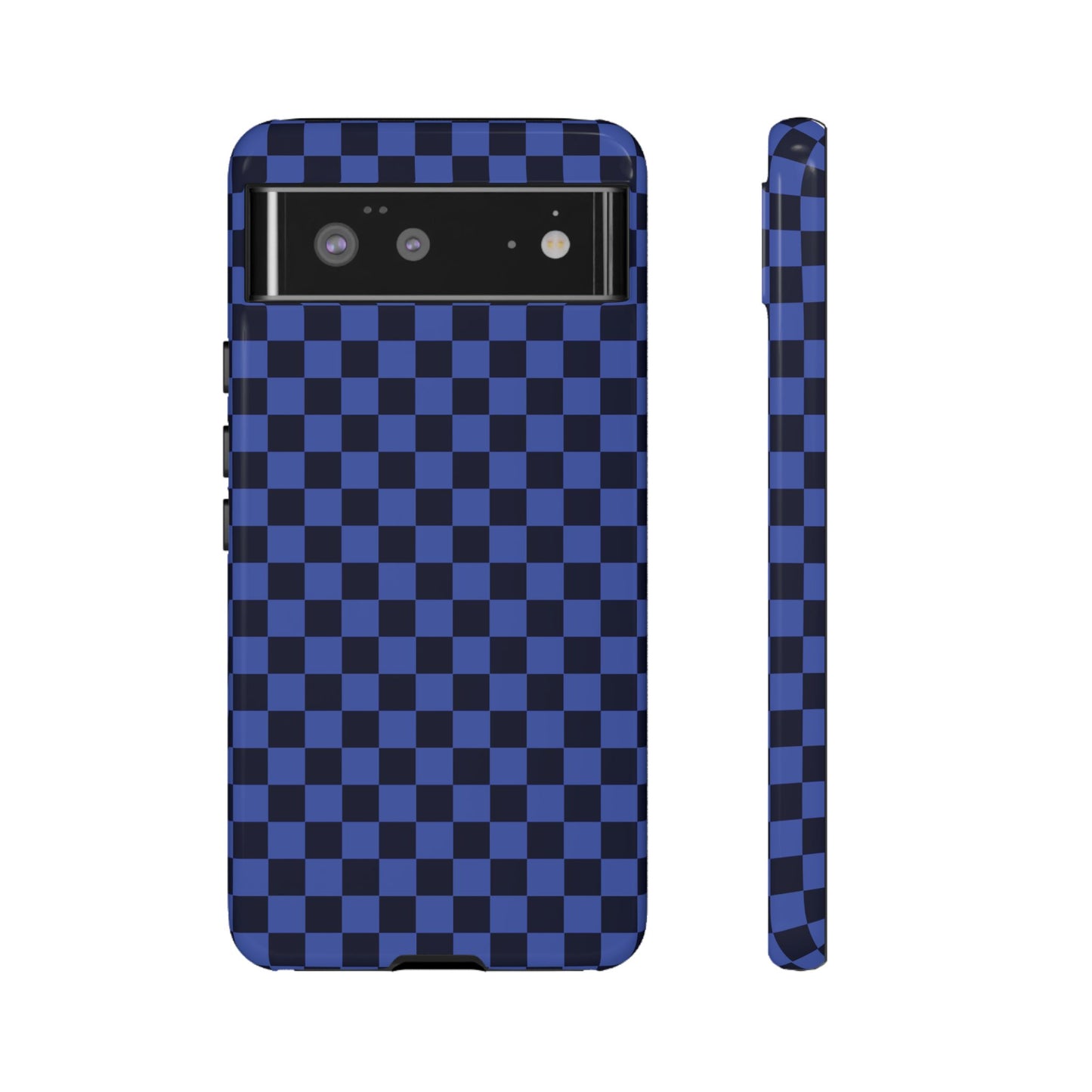 Google Pixel 6 / Glossy Phone Case - ’Bold Blue Checkered Pattern’ Phone Case