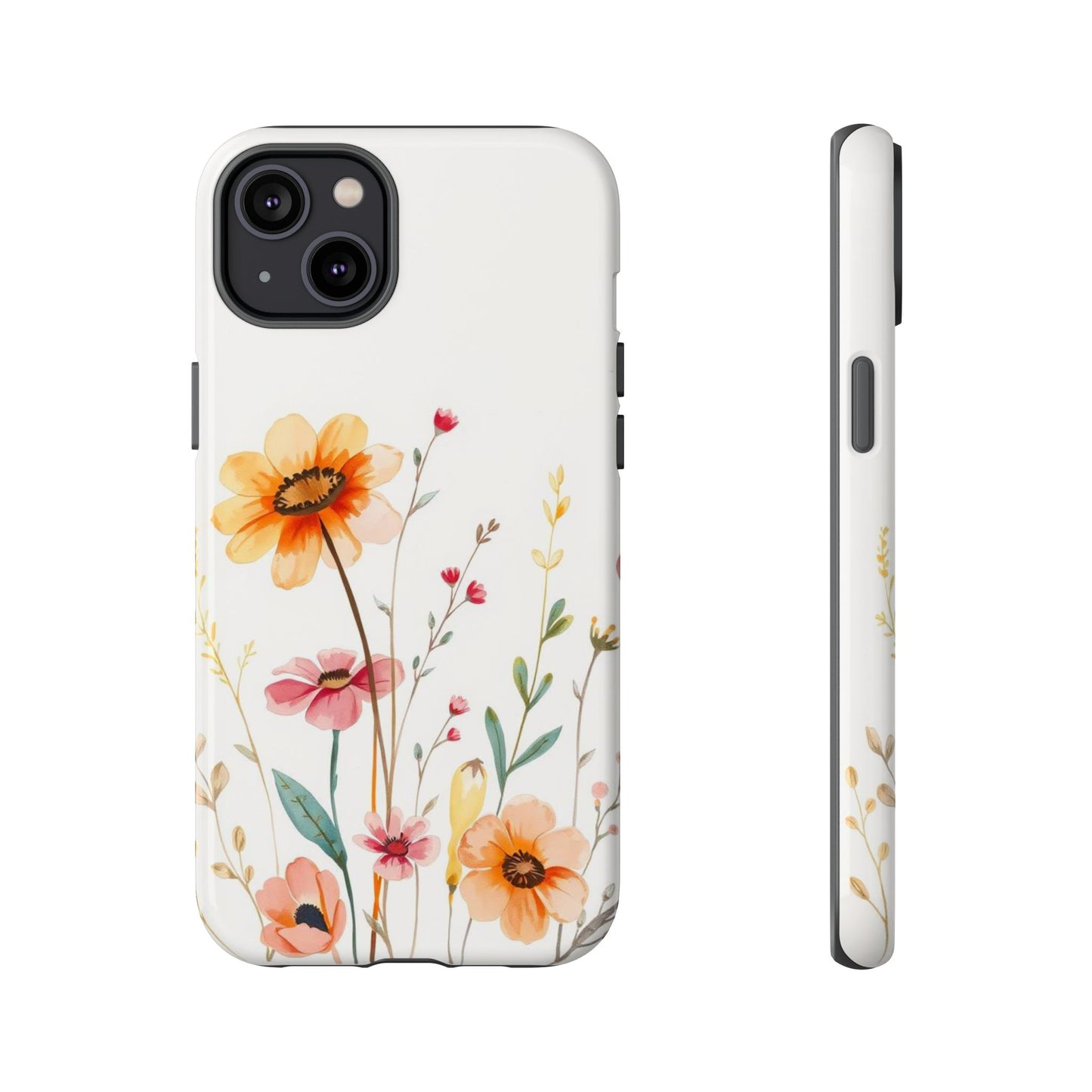 iPhone 14 Plus / Glossy Phone Case - Boho Chic Watercolour Wild Blooms Pattern Phone Case