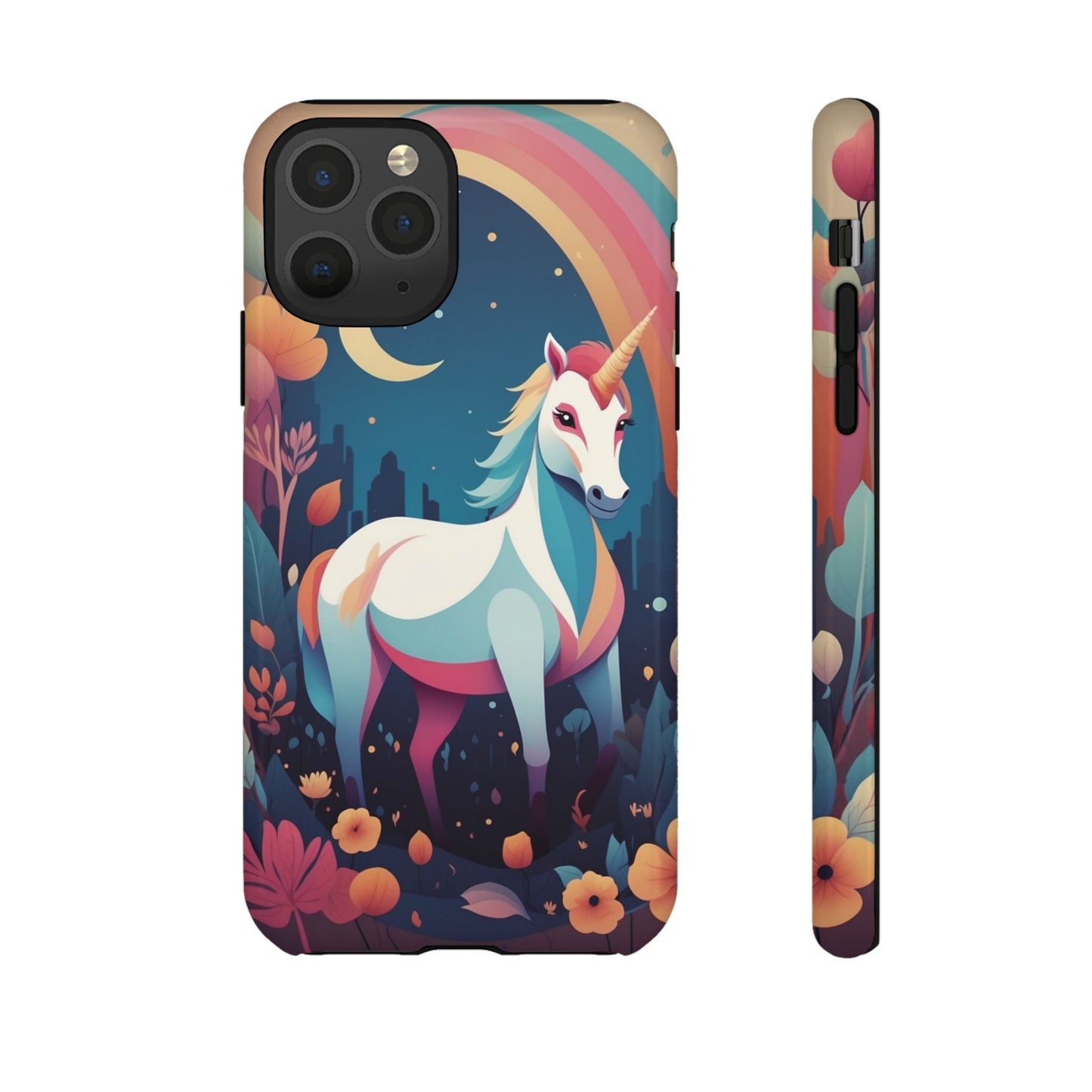 Stylised Unicorn & Rainbow Design Phone Case