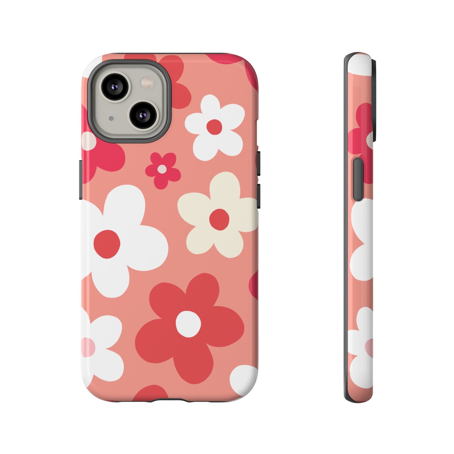 iPhone 14 / Glossy Phone Case - ’Pink Daisy Pattern’ Phone Case