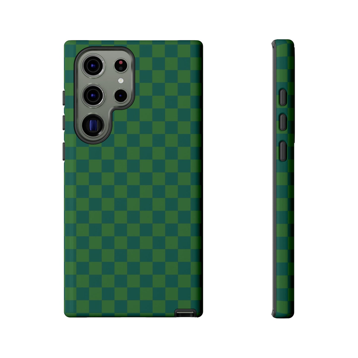 Samsung Galaxy S23 Ultra / Glossy Phone Case - ’Bold Green Checkered Pattern’ Phone Case