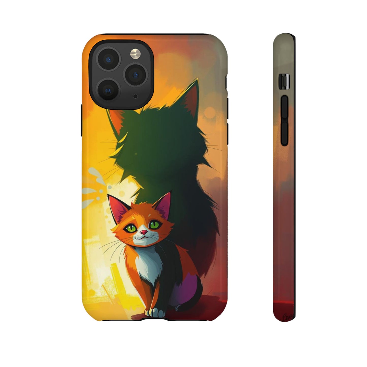 Acrylic Style Shadow Cat Design Phone Case