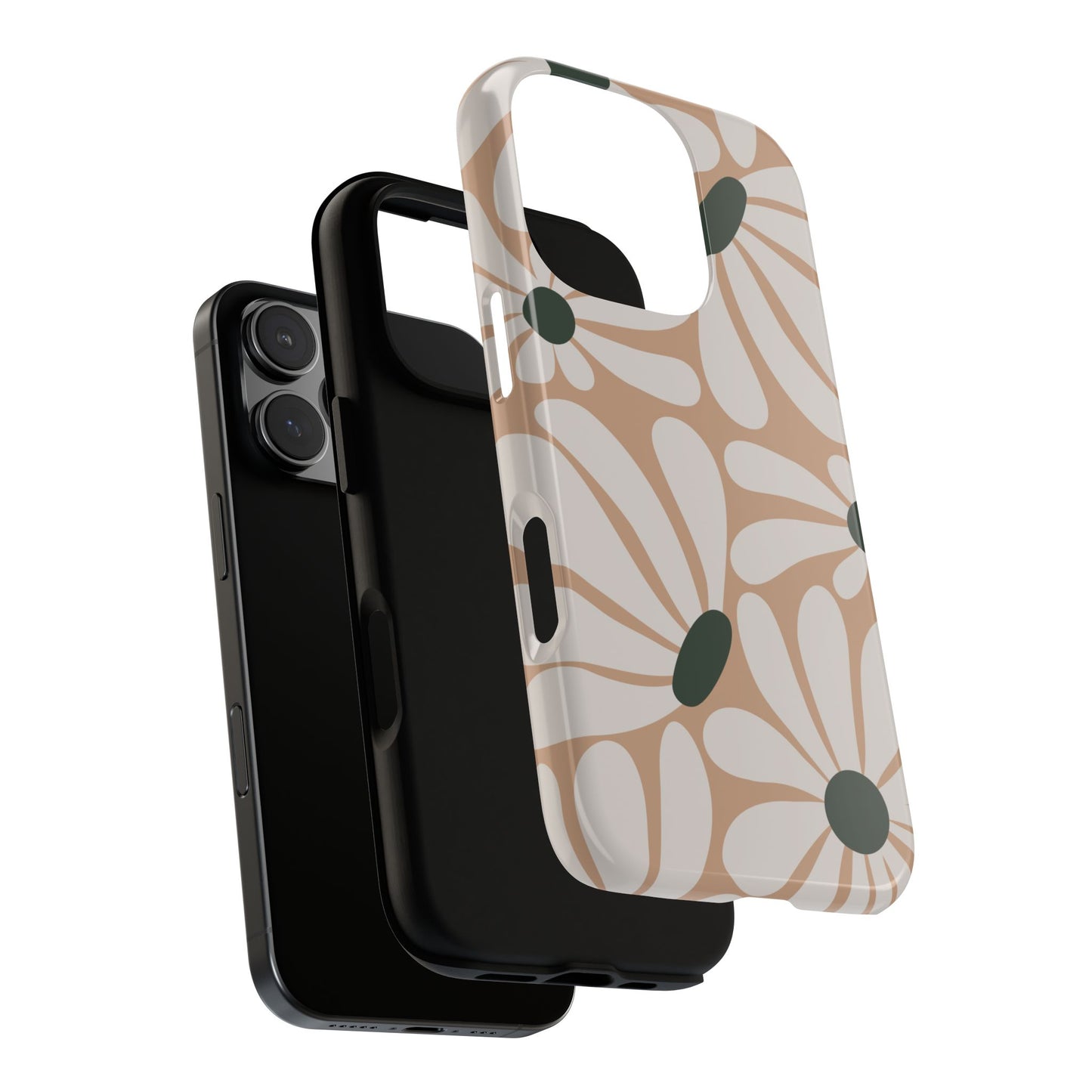 Phone Case - ’Retro Beige & White Daisy Pattern’ Phone Case