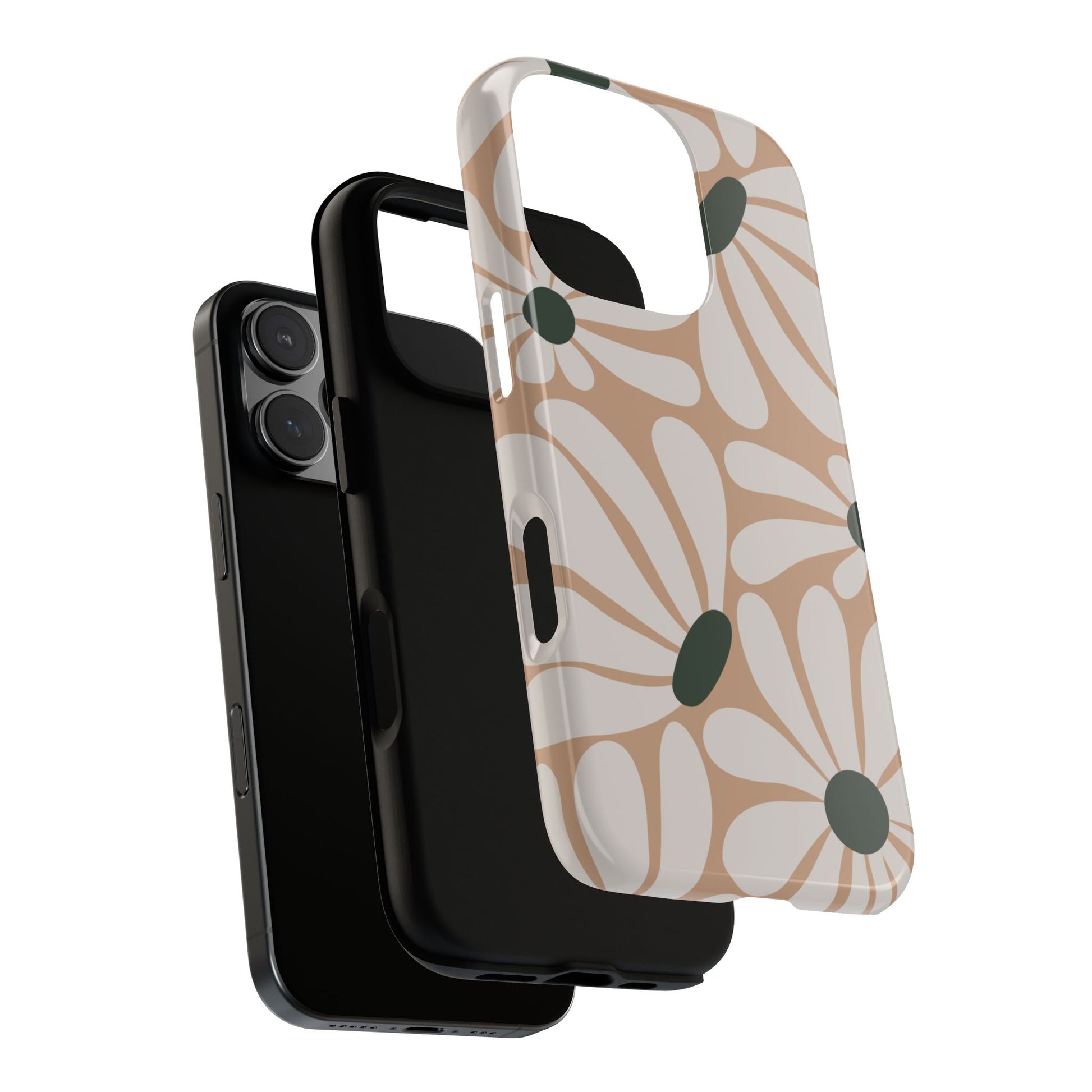 Phone Case - ’Retro Beige & White Daisy Pattern’ Phone Case