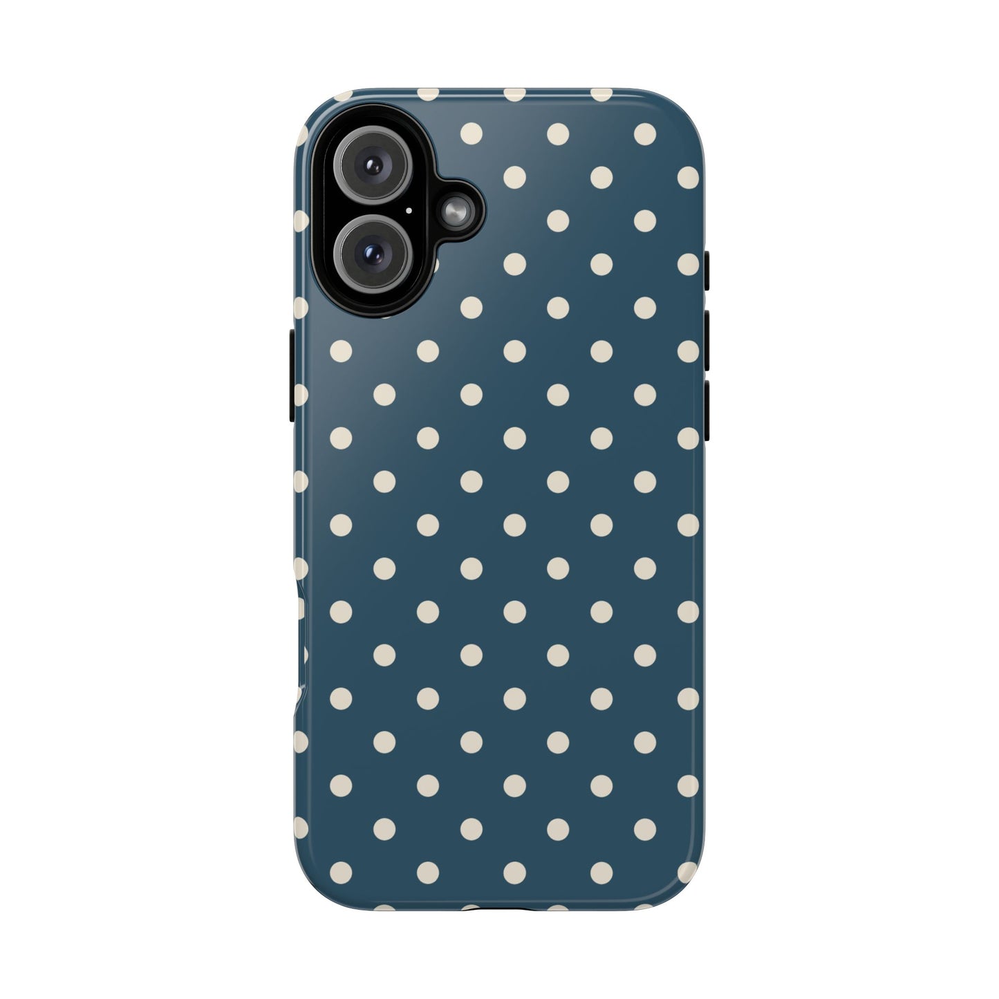 iPhone 16 Plus / Glossy Phone Case - ’Blue & White Dot Pattern’ Phone Case