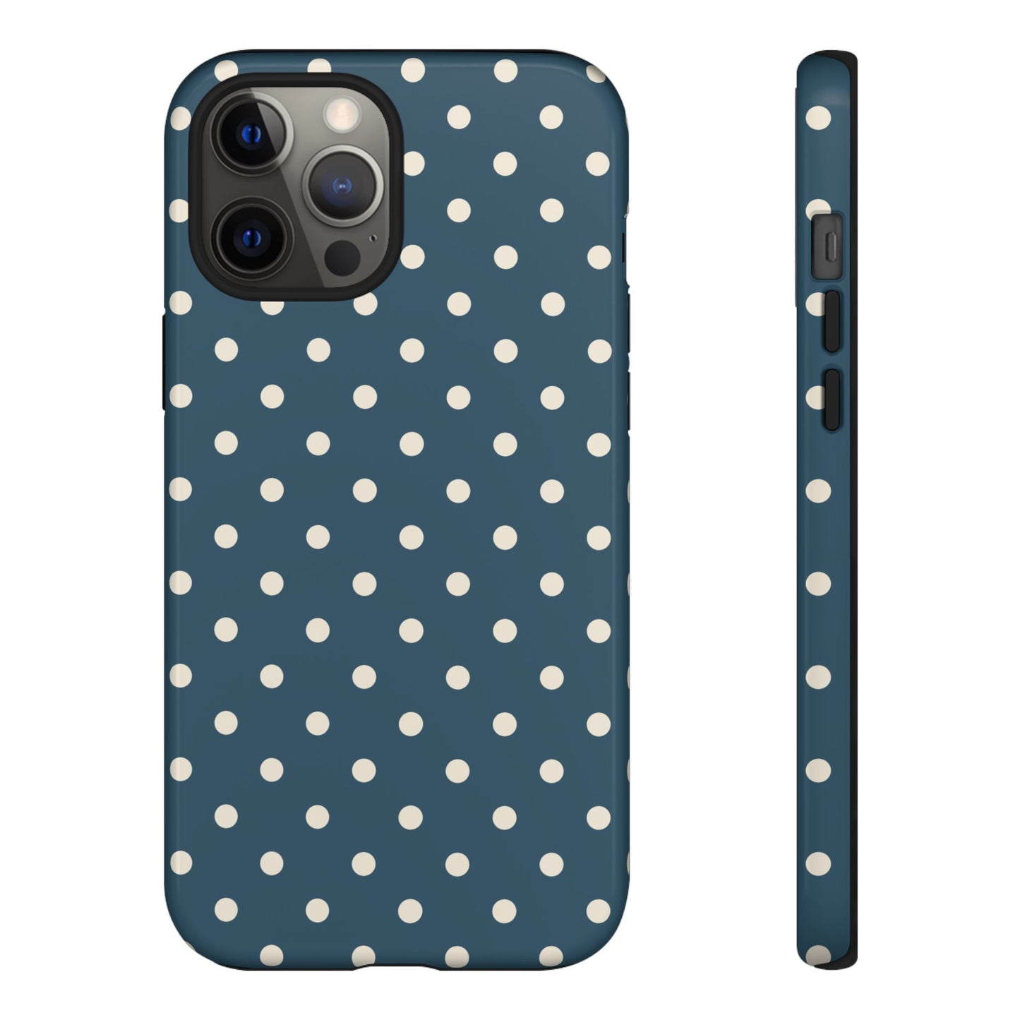 iPhone 12 Pro Max / Glossy Phone Case - ’Blue & White Dot Pattern’ Phone Case