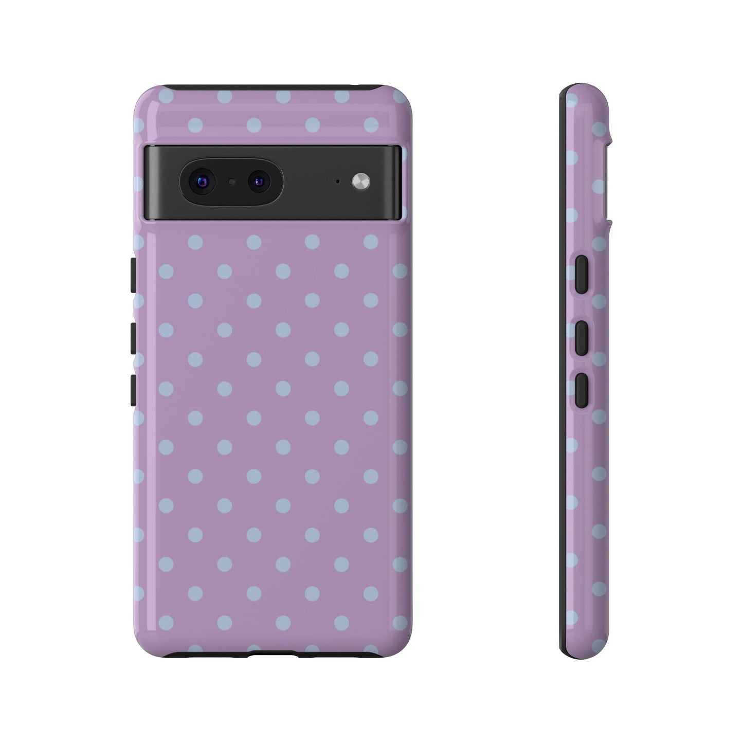 Google Pixel 7 / Glossy Phone Case - Trendy Lilac & Ice Blue Dot Pattern Phone Case