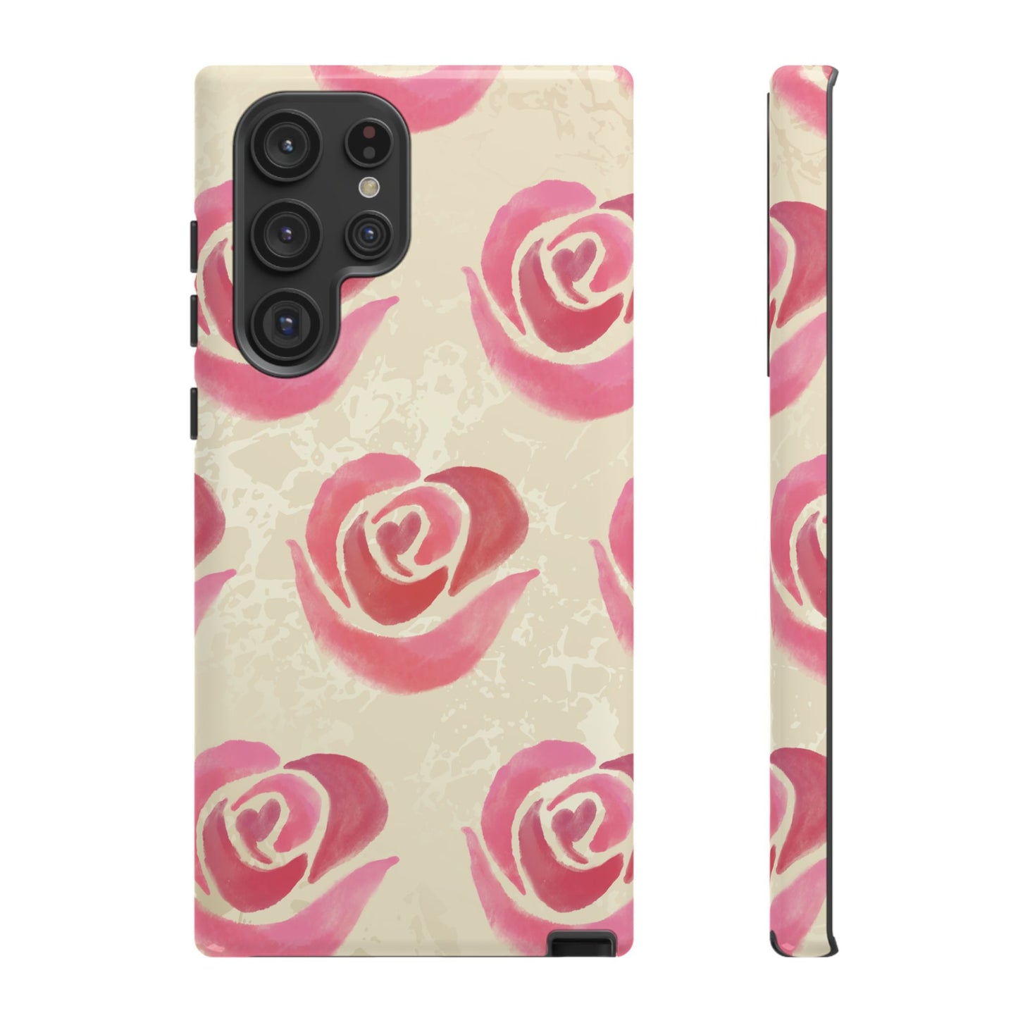Samsung Galaxy S22 Ultra / Glossy Phone Case - ’Pink Rose Pattern’ Phone Case
