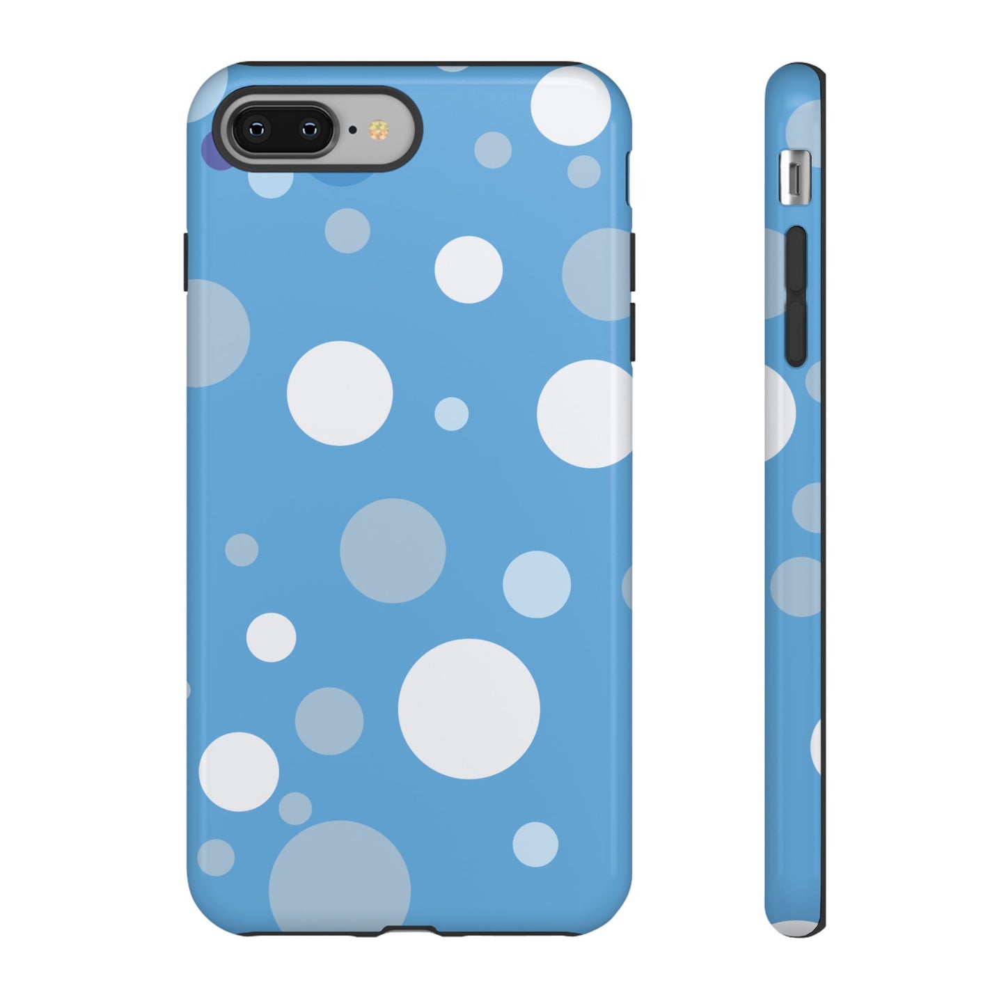 iPhone 8 Plus / Glossy Phone Case - ’Bold Blue with White Dot Pattern’ Phone Case