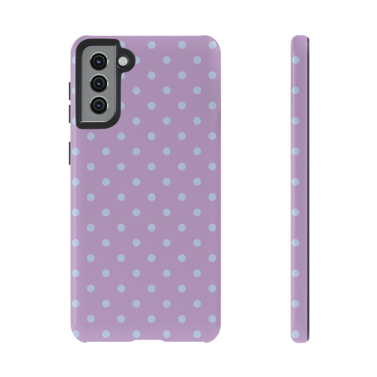Samsung Galaxy S21 Plus / Glossy Phone Case - Trendy Lilac & Ice Blue Dot Pattern Phone Case
