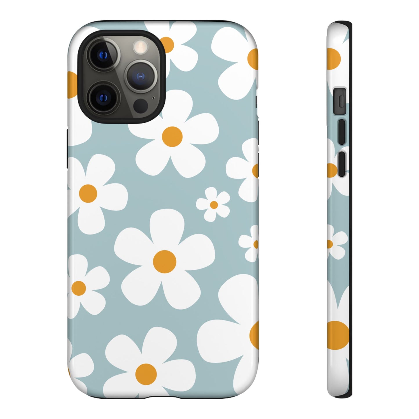 iPhone 12 Pro Max / Glossy Phone Case - ’Blue Daisy Pattern’ Phone Case
