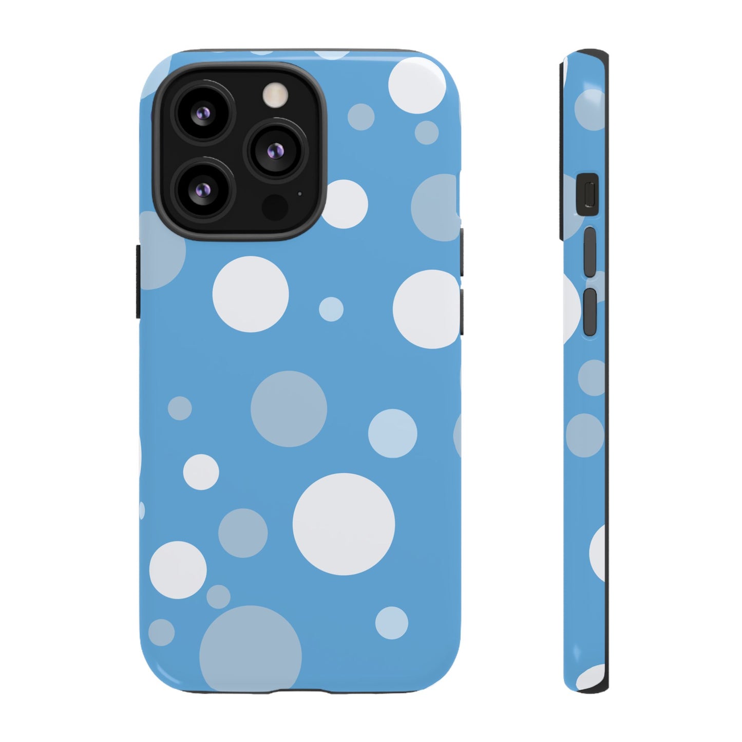iPhone 13 Pro / Glossy Phone Case - ’Bold Blue with White Dot Pattern’ Phone Case
