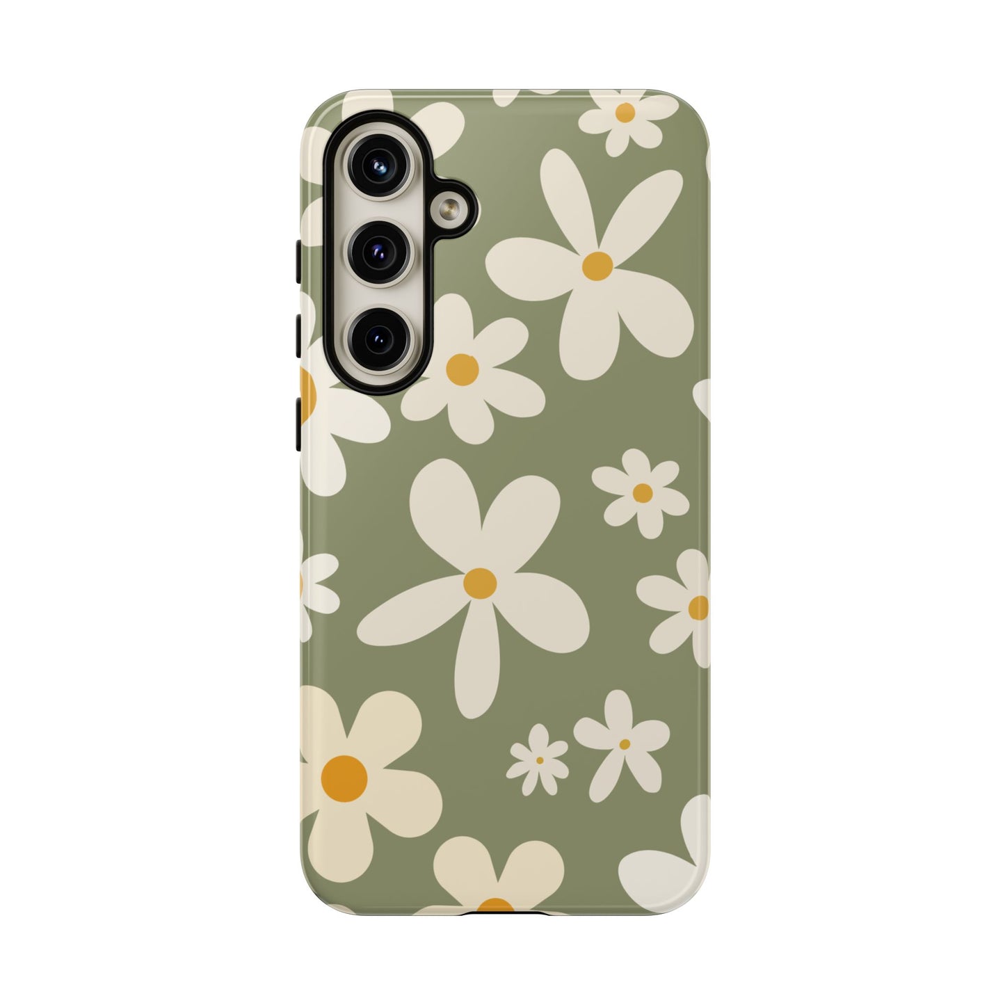 Samsung Galaxy S24 Plus / Glossy Phone Case - ’Green Daisy Pattern’ Phone Case