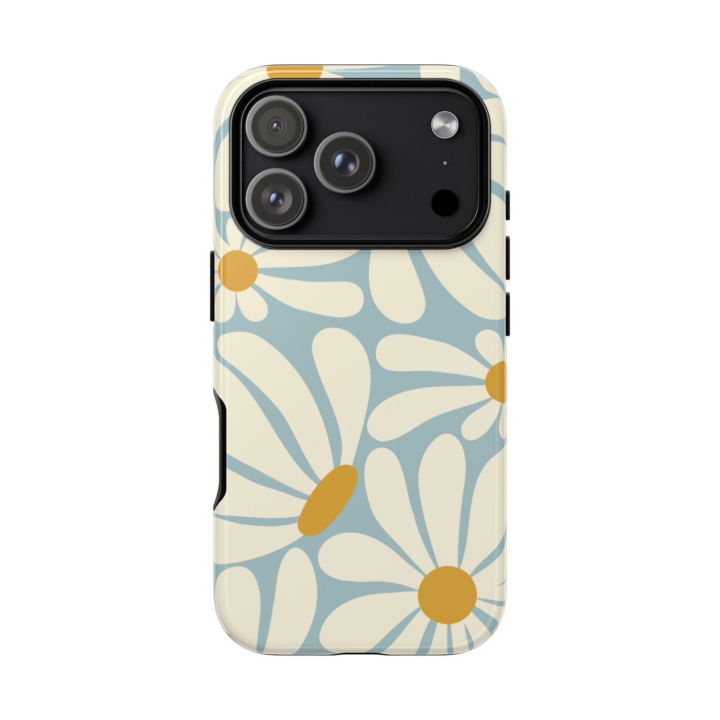 iPhone 17 Pro / Glossy Phone Case - ’Retro Blue Daisy Pattern’ Phone Case