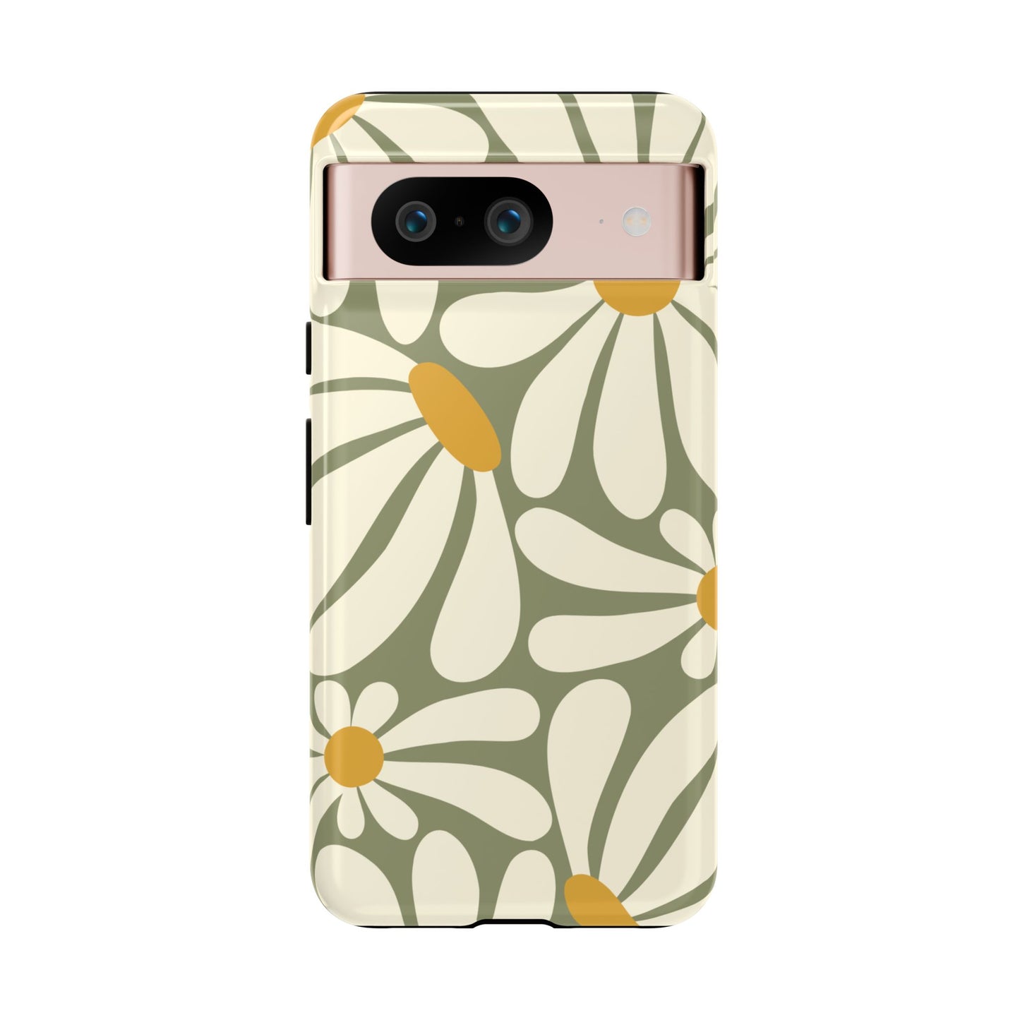 Google Pixel 8 / Glossy Phone Case - ’Retro Green Daisy Pattern #1’ Phone Case