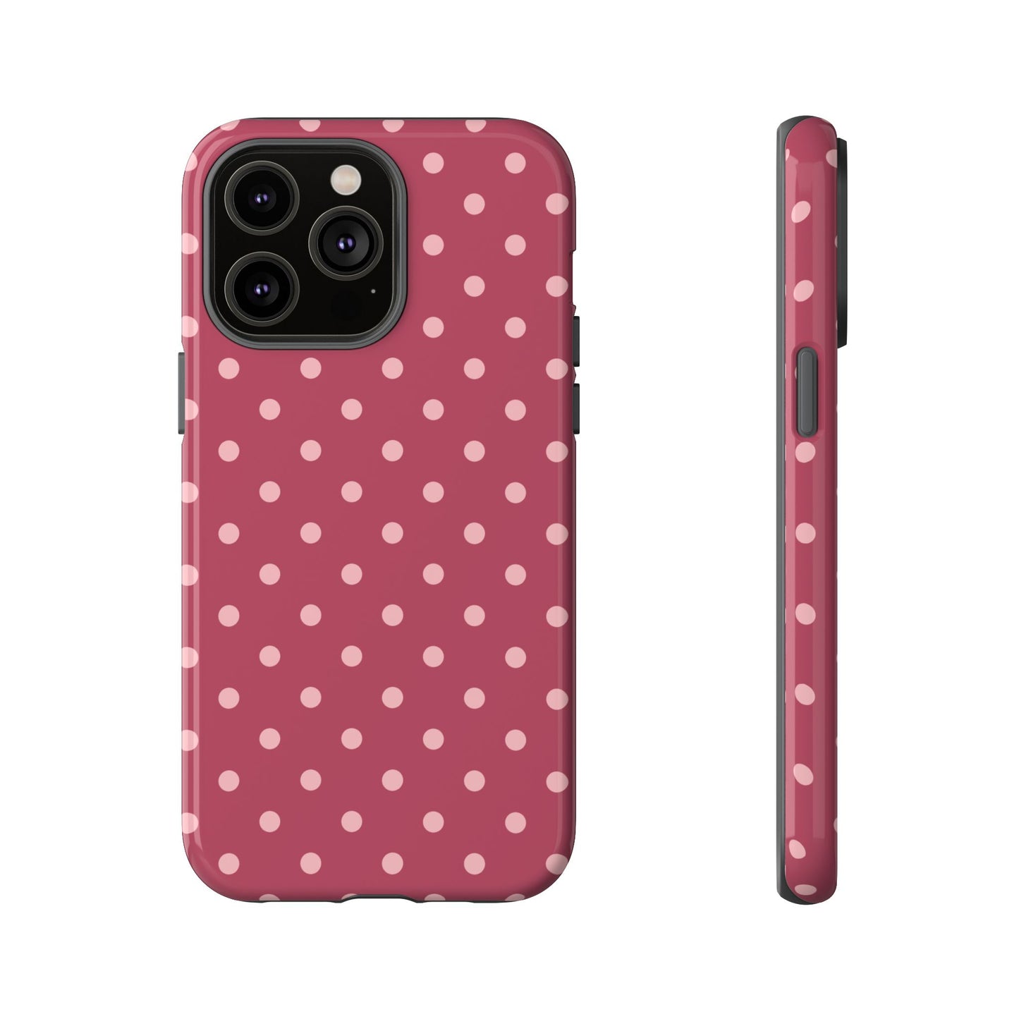 iPhone 14 Pro Max / Glossy Phone Case - ’Pink Dot Pattern’ Phone Case