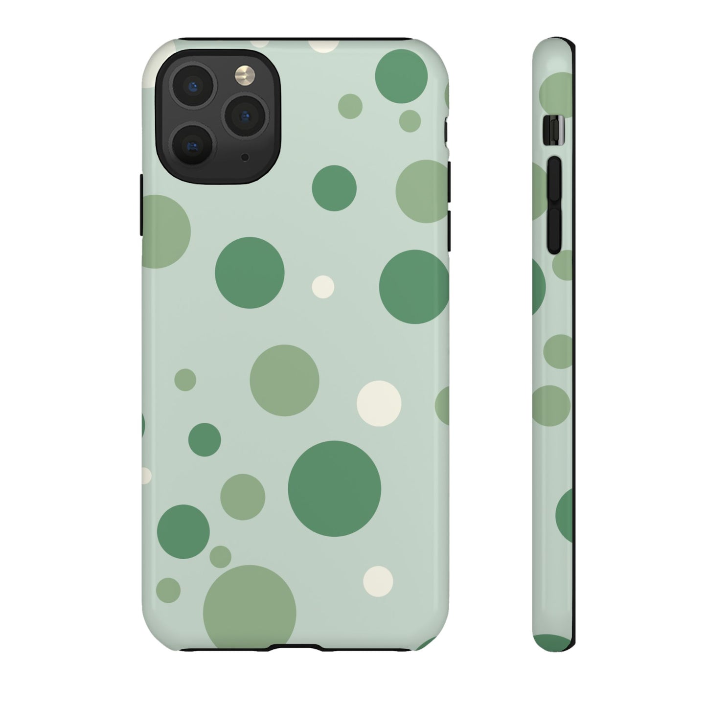 iPhone 11 Pro Max / Glossy Phone Case - ’Bold Green Dot Pattern’ Phone Case