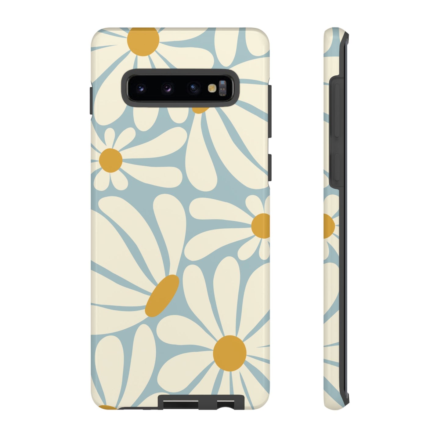 Samsung Galaxy S10 Plus / Glossy Phone Case - ’Retro Blue Daisy Pattern’ Phone Case