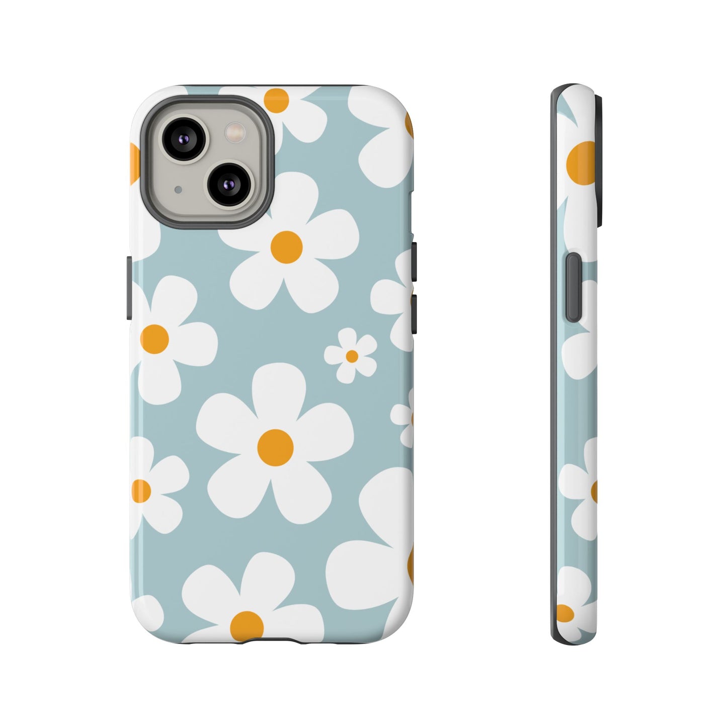 iPhone 14 / Glossy Phone Case - ’Blue Daisy Pattern’ Phone Case