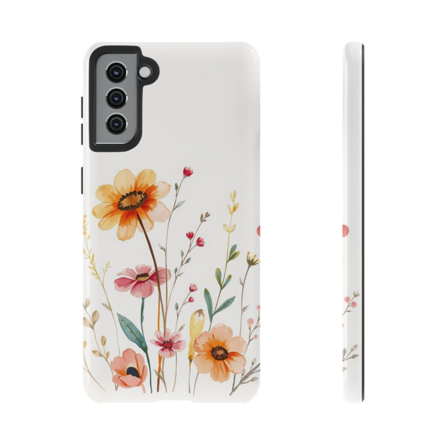 Samsung Galaxy S21 Plus / Glossy Phone Case - Boho Chic Watercolour Wild Blooms Pattern Phone Case