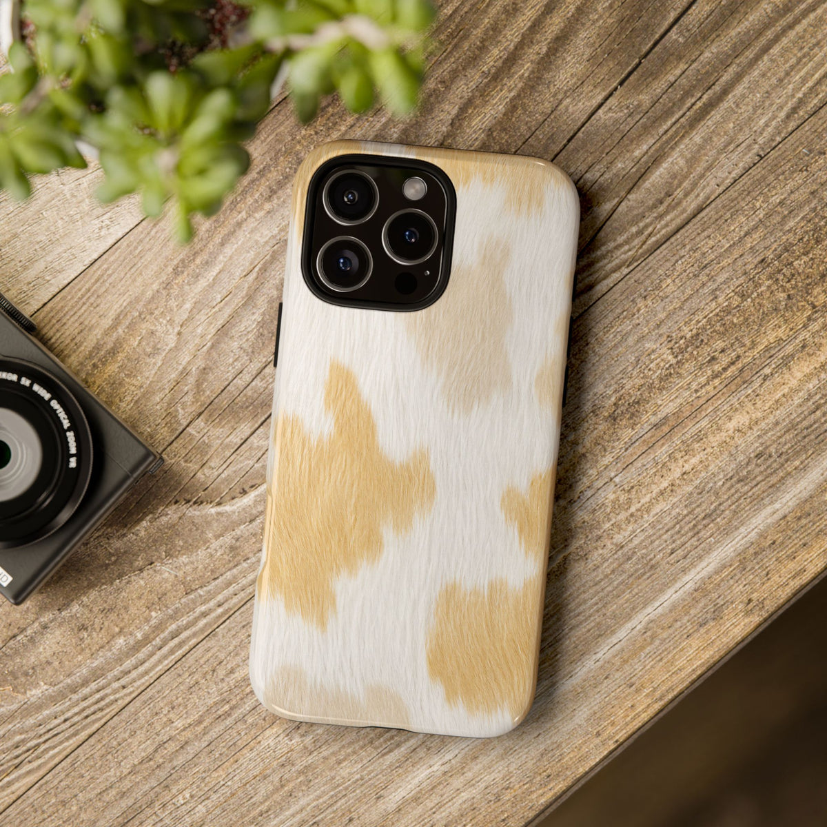 Golden Honey Cow Print Phone Case - Yellow Phone Case