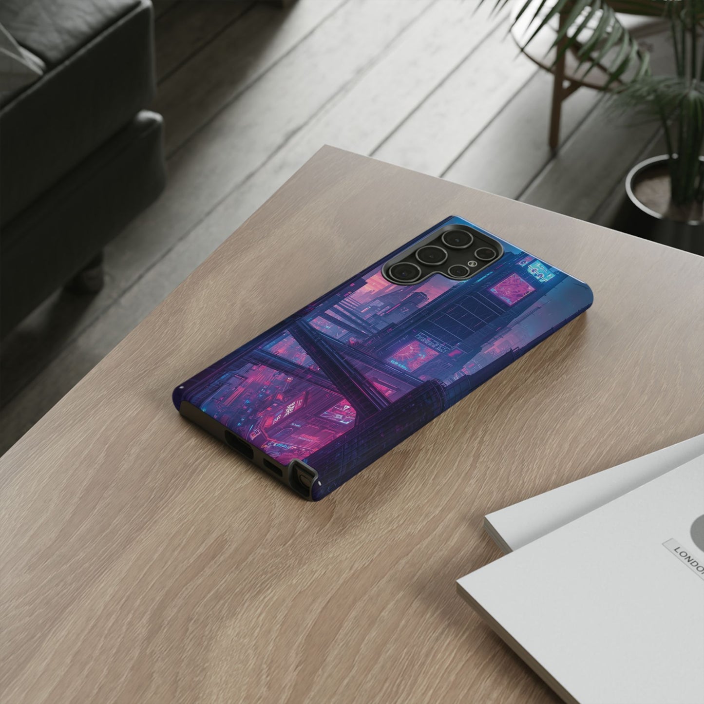 Neon Cyberpunk Megacity Sci-fi Phone Case - Blue Phone Case