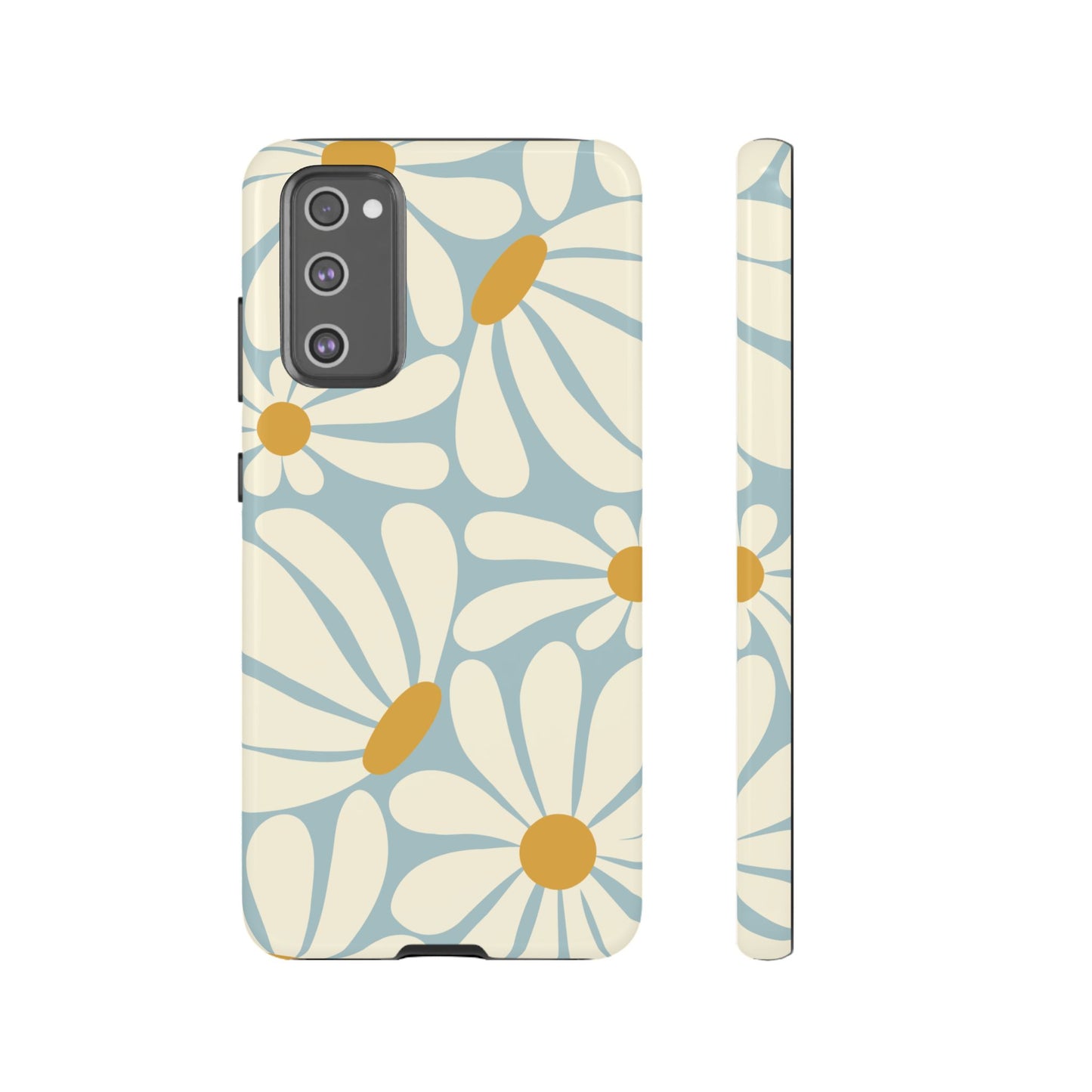 Samsung Galaxy S20 FE / Glossy Phone Case - ’Retro Blue Daisy Pattern’ Phone Case