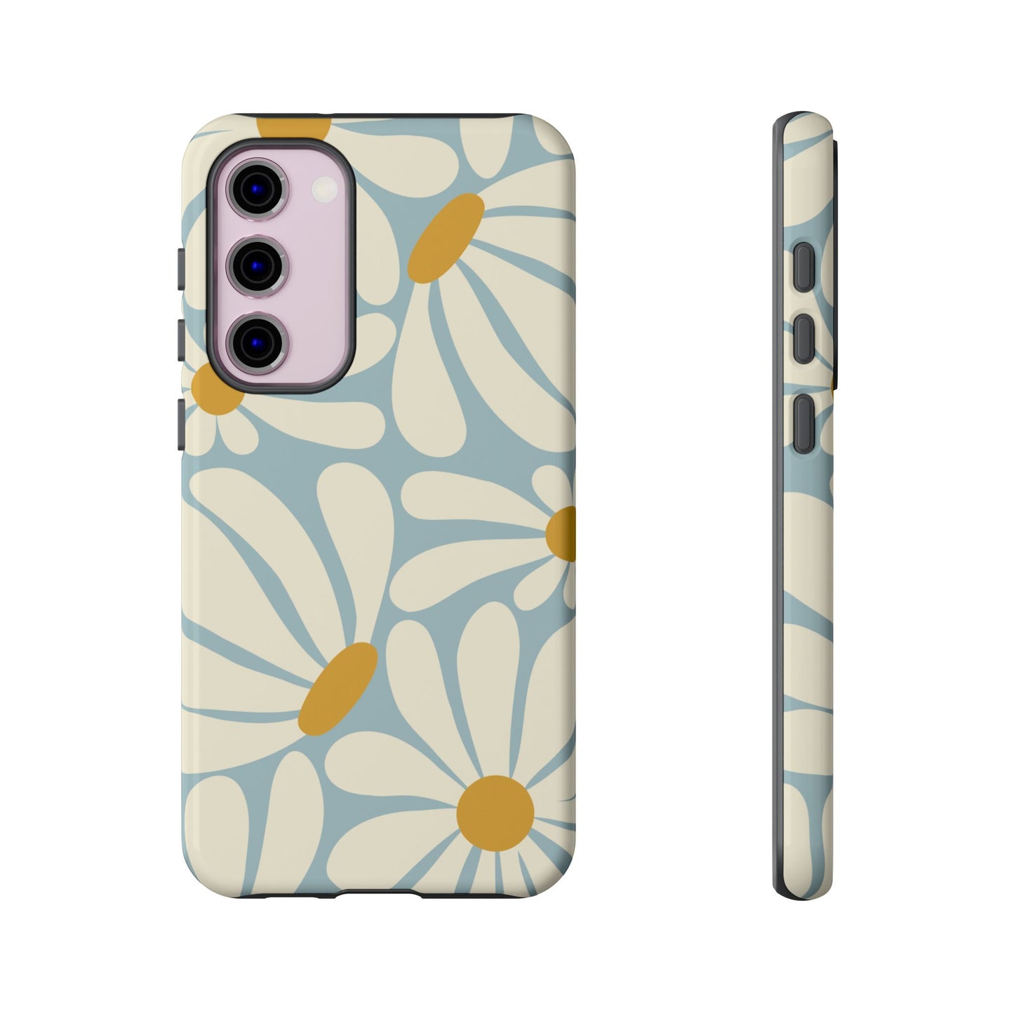 Samsung Galaxy S23 Plus / Glossy Phone Case - ’Retro Blue Daisy Pattern’ Phone Case