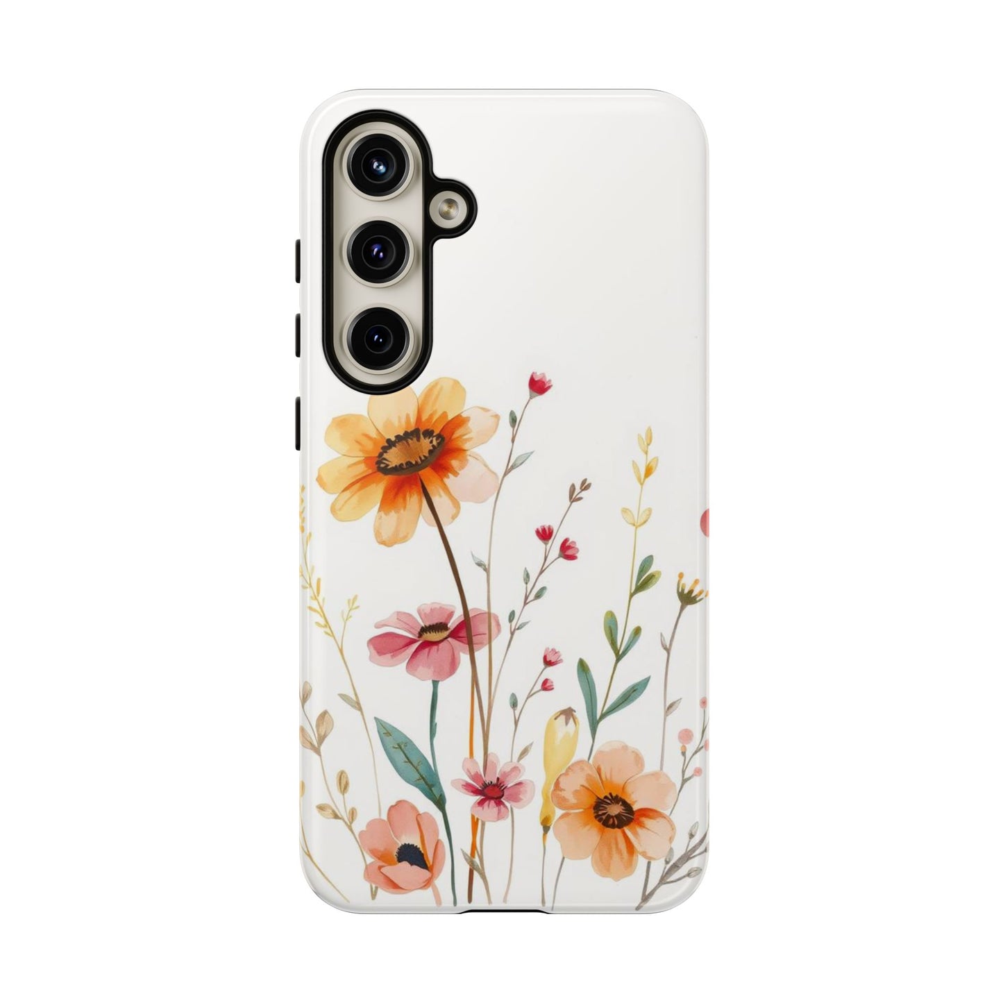 Samsung Galaxy S24 Plus / Glossy Phone Case - Boho Chic Watercolour Wild Blooms Pattern Phone Case