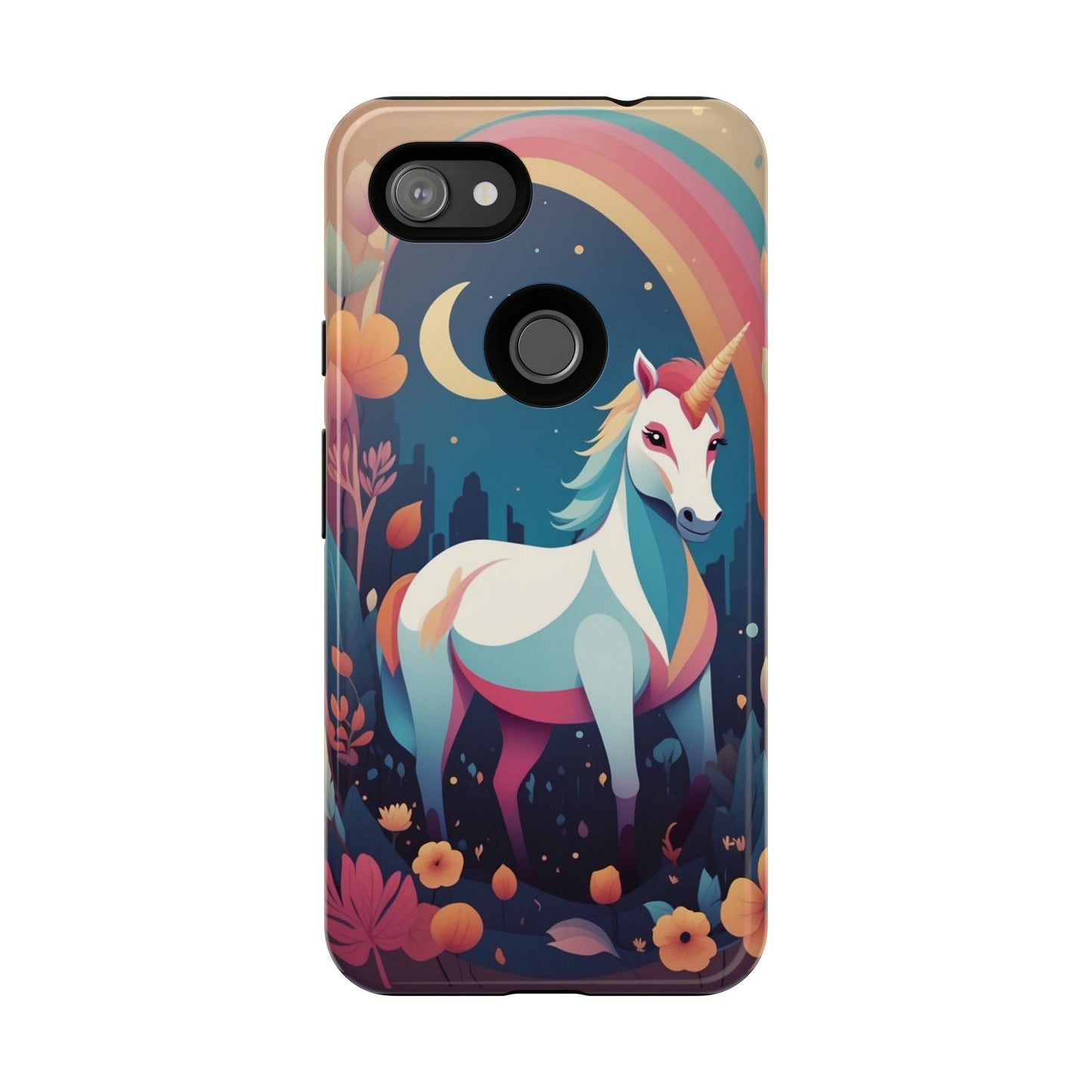 Stylised Unicorn & Rainbow Design Phone Case