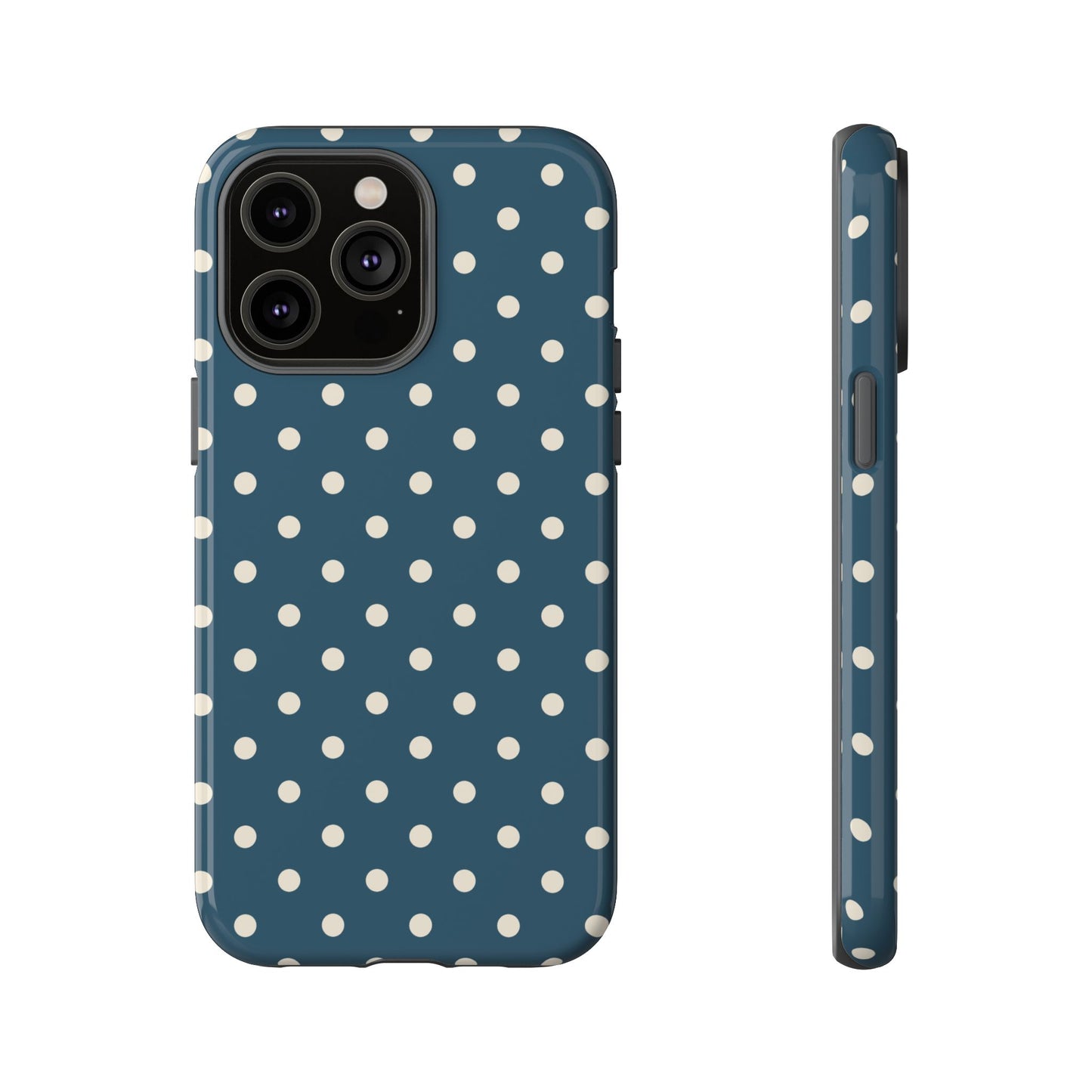 iPhone 14 Pro Max / Glossy Phone Case - ’Blue & White Dot Pattern’ Phone Case