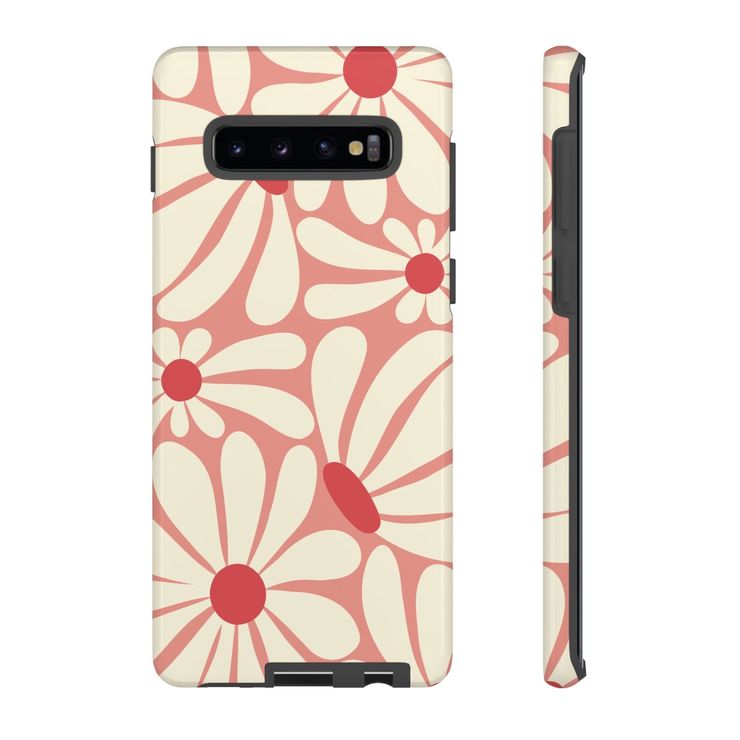 Samsung Galaxy S10 Plus / Glossy Phone Case - ’Retro Pink Daisy Pattern’ Phone Case