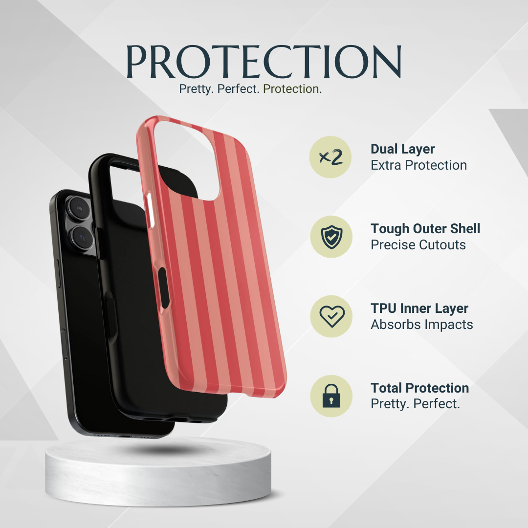 Phone case with dual-layer protection features on a white background