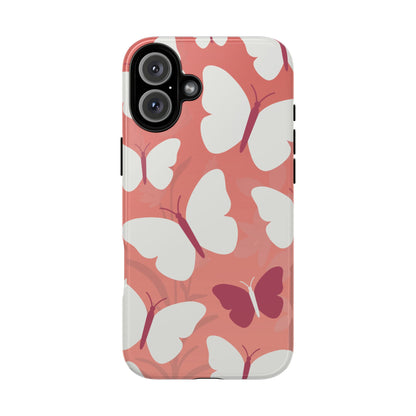 iPhone 16 Plus / Glossy Phone Case - Minimalist Pink Butterfly Pattern Phone Case