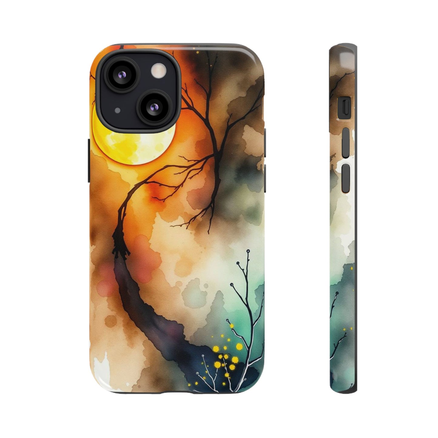 iPhone 13 Mini / Glossy Phone Case - Abstract Watercolour Gothic Scene Phone Case