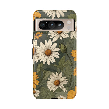 Google Pixel 8 Pro / Glossy Phone Case - Boho Chic Daisies Floral Pattern ’White & Yellow’ Phone Case