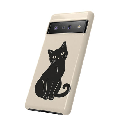 Minimalist Cream & Black Cat Phone Case