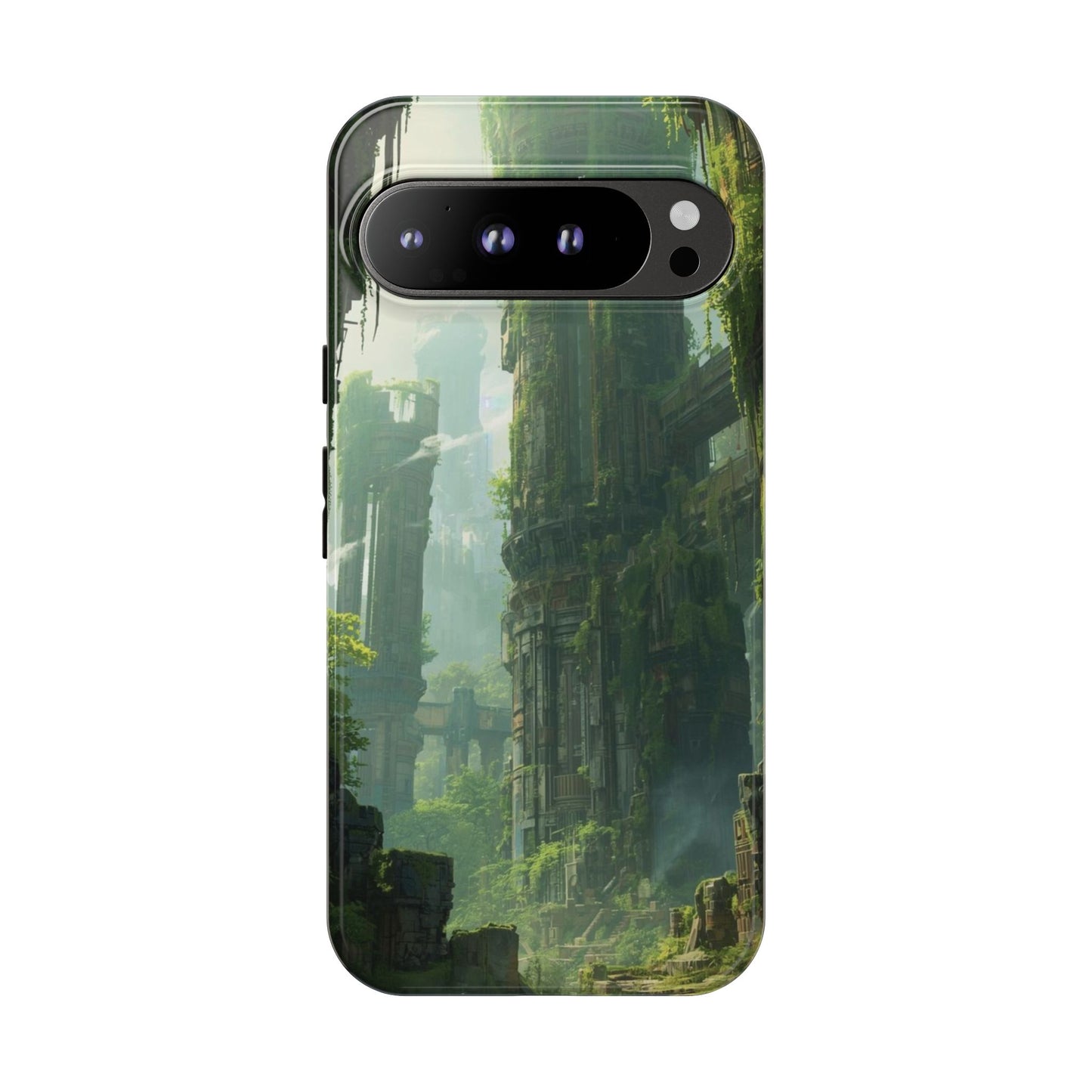Google Pixel 9 Pro XL / Glossy Phone Case - Overgrown Future Ruins Sci-fi Phone Case