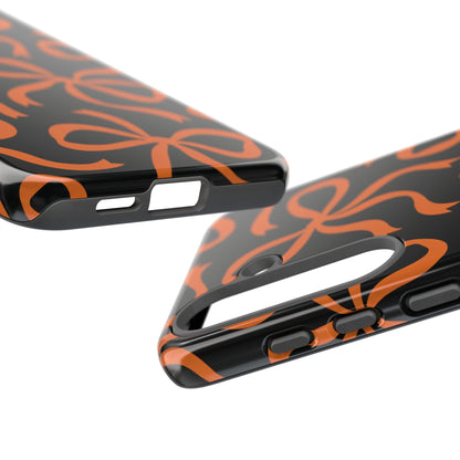 Bold Black and Burnt Orange Bow Pattern Phone Case