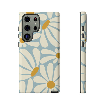 Samsung Galaxy S23 Ultra / Glossy Phone Case - ’Retro Blue Daisy Pattern’ Phone Case