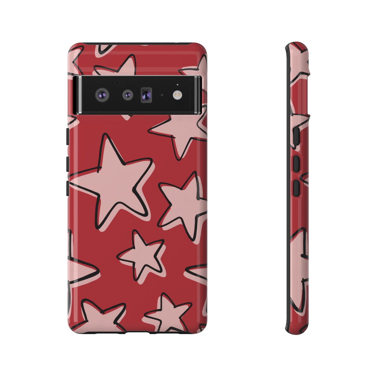 Cherry Red Doodle Star Phone Case