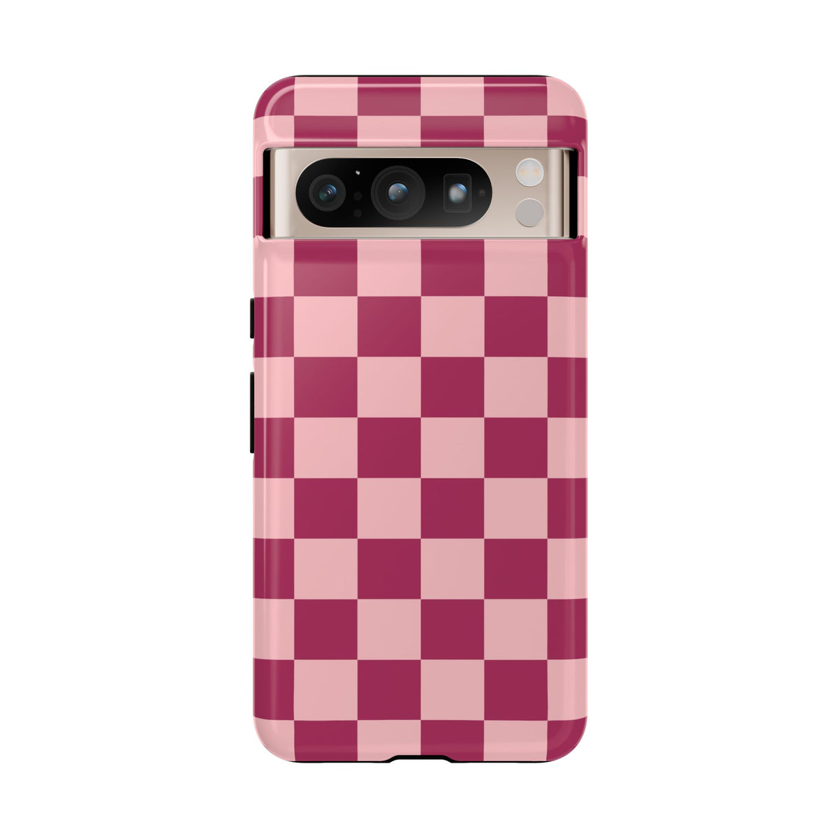 Pink Checked Pattern Phone Case - Pink Phone Case - Google Pixel 8 Pro / Glossy