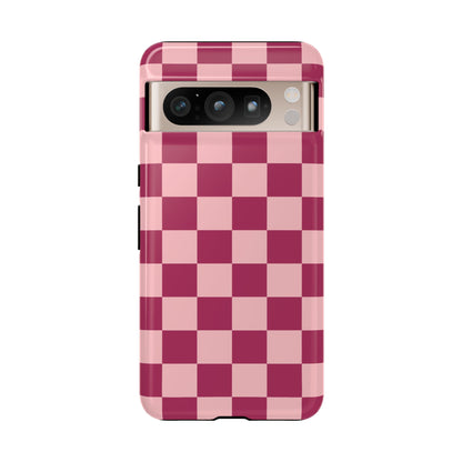 Pink Checked Pattern Phone Case - Pink Phone Case - Google Pixel 8 Pro / Glossy