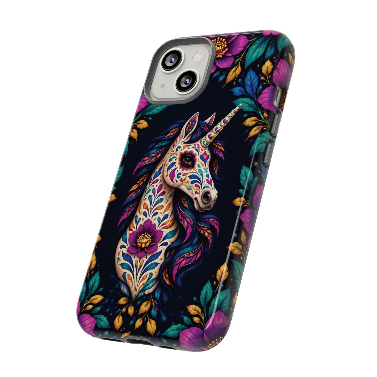 Elegant Purple and Teal Calavera Unicorn Phone Case - Phone Case