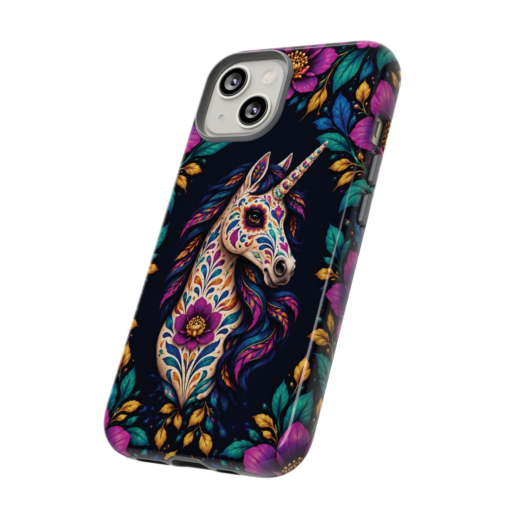 Elegant Purple and Teal Calavera Unicorn Phone Case - Phone Case